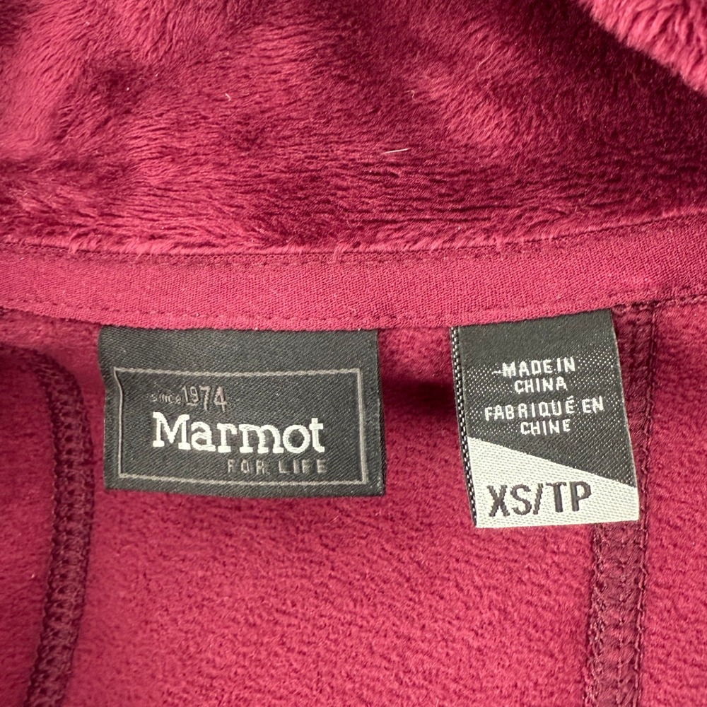 Marmot Fluffy Fleece Jacket Full Zip Maroon Purple Women's Size XS - Picture 8 of 11